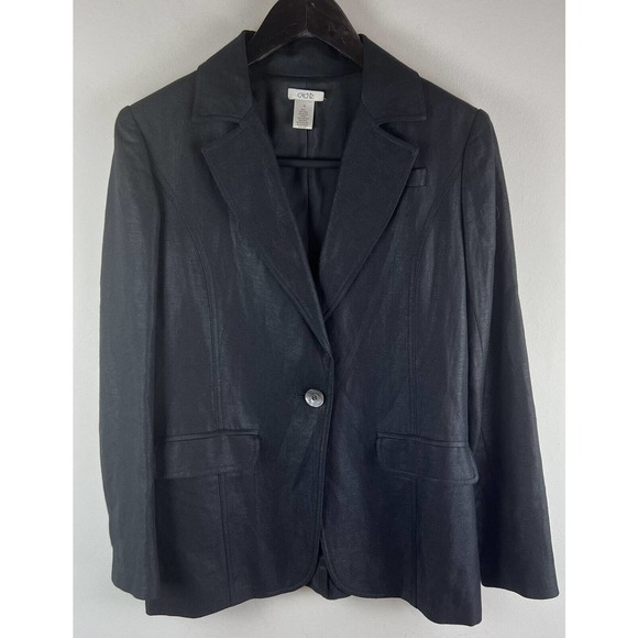 Vtg Cache Blazer S Oversized Linen Blend One Button Jacket - Picture 1 of 8